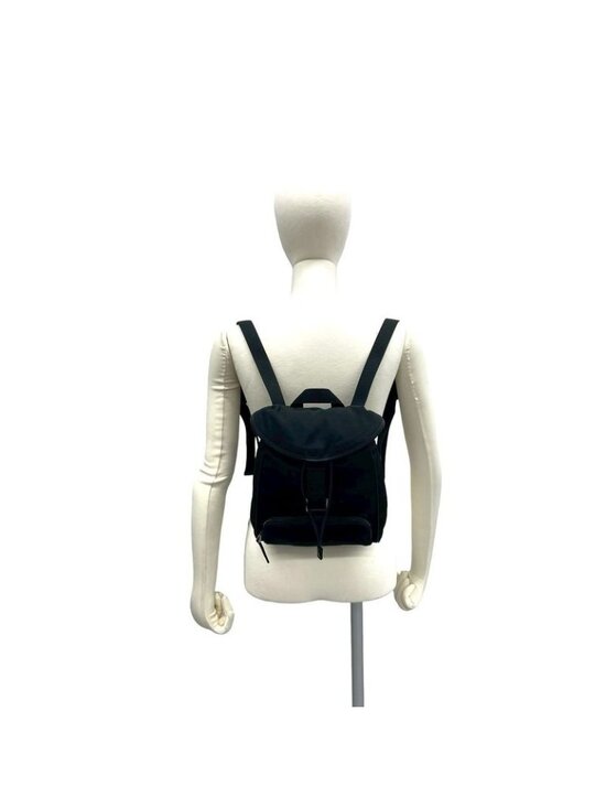 Gucci Log Nylon Leather Drawstring Mini Backpack Black main image 10